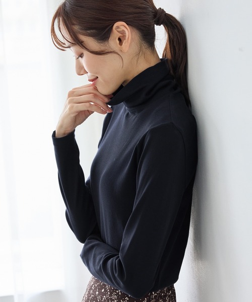 Honeys（ハニーズ）の「フライスタートルネック（Tシャツ/カットソー・レディース・ネイビー/オフホワイト/ヘザーチャコール/グレイッシュベージュ/ブラック/ブラウン系その他・L/LL/M/S）」の14枚目の写真