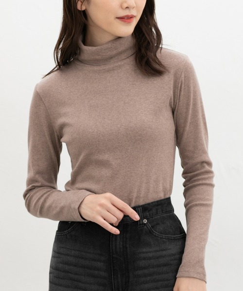 Honeys（ハニーズ）の「フライスタートルネック（Tシャツ/カットソー・レディース・ネイビー/オフホワイト/ヘザーチャコール/グレイッシュベージュ/ブラック/ブラウン系その他・L/LL/M/S）」の22枚目の写真