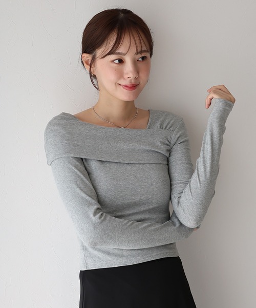 BLUEEAST(ブルーイースト)の「ワンショルダーカットソー(Tシャツ/カットソー・レディース・グレー/ホワイト/ブラック・MEDIUM)」の2枚目の写真