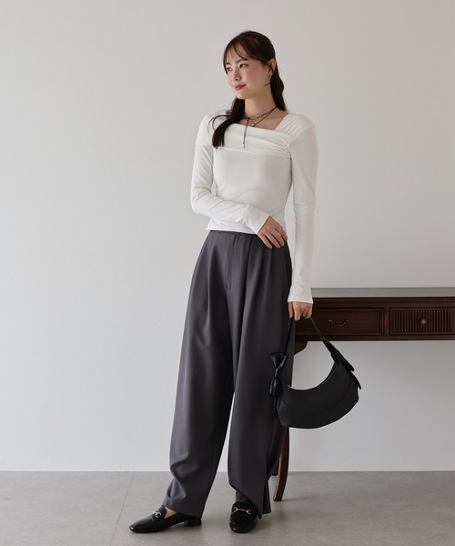 BLUEEAST(ブルーイースト)の「ワンショルダーカットソー(Tシャツ/カットソー・レディース・グレー/ホワイト/ブラック・MEDIUM)」の16枚目の写真