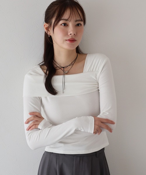 BLUEEAST(ブルーイースト)の「ワンショルダーカットソー(Tシャツ/カットソー・レディース・グレー/ホワイト/ブラック・MEDIUM)」の12枚目の写真