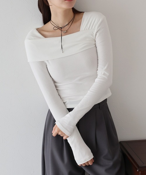 BLUEEAST(ブルーイースト)の「ワンショルダーカットソー(Tシャツ/カットソー・レディース・グレー/ホワイト/ブラック・MEDIUM)」の14枚目の写真