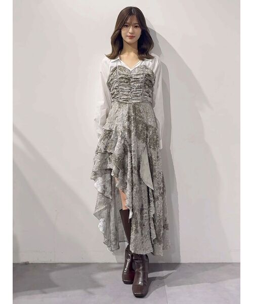 MERCURYDUO(マーキュリーデュオ)の「シャツドッキングコルセットアシメヘムワンピース(ワンピース・レディース・カーキ/チャコールグレー・SMALL/MEDIUM)」の9枚目の写真