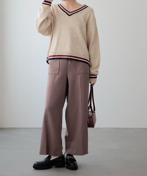 Jines(ジネス)の「メランジ2wayカルゼパンツ【セットアップ可】(その他パンツ・レディース・ネイビー/ブラウン・38)」の1枚目の写真