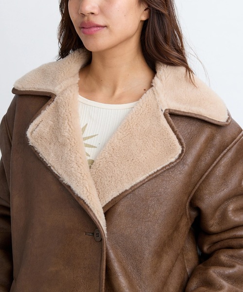 BILLABONG(ビラボン)の「BILLABONG レディース FAUX LEATHER MOUTON ジャケット 【2025年秋冬モデル】 @autumn/ビラボンレザーボアジャケット(ブルゾン・レディース・ブラウン系その他/ブラック・MEDIUM)」の7枚目の写真