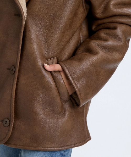 BILLABONG(ビラボン)の「BILLABONG レディース FAUX LEATHER MOUTON ジャケット 【2025年秋冬モデル】 @autumn/ビラボンレザーボアジャケット(ブルゾン・レディース・ブラウン系その他/ブラック・MEDIUM)」の8枚目の写真