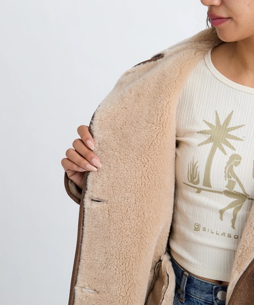 BILLABONG(ビラボン)の「BILLABONG レディース FAUX LEATHER MOUTON ジャケット 【2025年秋冬モデル】 @autumn/ビラボンレザーボアジャケット(ブルゾン・レディース・ブラウン系その他/ブラック・MEDIUM)」の10枚目の写真