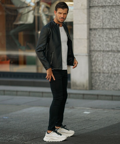 JOKER(ジョーカー)の「PUレザーシングルライダース メンズ ジャケット アウター レザージャケット PU革ジャン PU革ジャケット ブラック 黒 春服 冬服(ライダースジャケット・メンズ・ブラック・LL/L/M)」の3枚目の写真