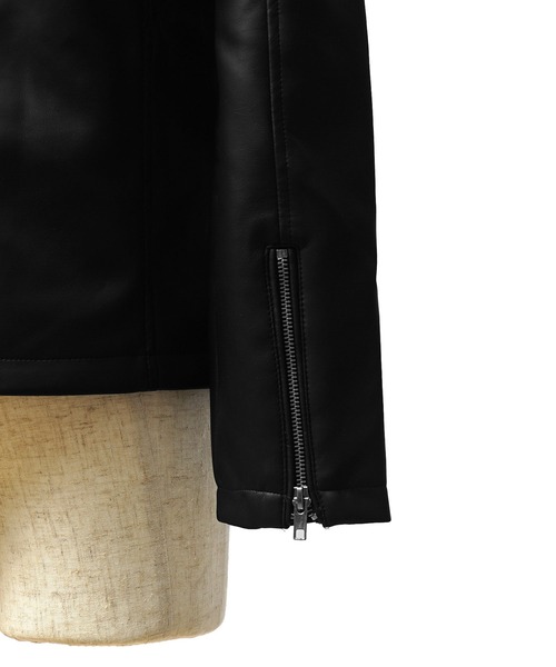 JOKER(ジョーカー)の「PUレザーシングルライダース メンズ ジャケット アウター レザージャケット PU革ジャン PU革ジャケット ブラック 黒 春服 冬服(ライダースジャケット・メンズ・ブラック・LL/L/M)」の14枚目の写真