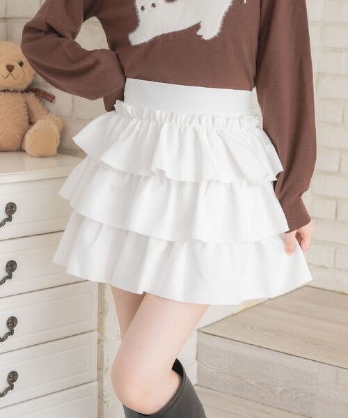 ems excite(エムズエキサイト)の「3段ミニSK(スカート・レディース・オフホワイト/ベージュ・FREE)」の2枚目の写真