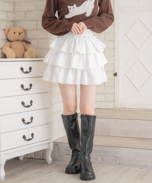 ems excite（エムズエキサイト）の「3段ミニSK（スカート・レディース・オフホワイト/ベージュ/ブラック・FREE）」の11枚目の写真