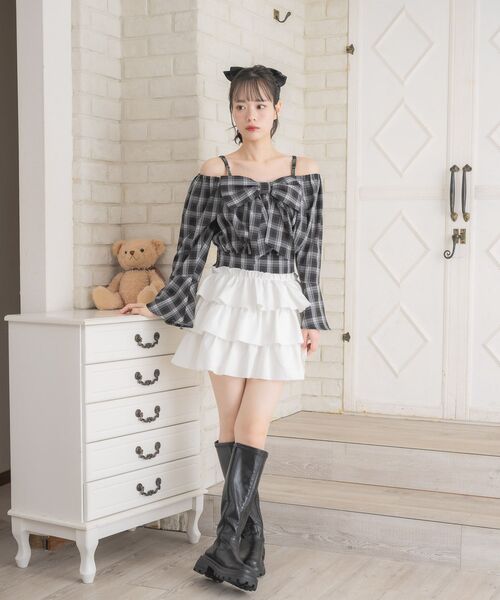 ems excite（エムズエキサイト）の「3段ミニSK（スカート・レディース・オフホワイト/ベージュ/ブラック・FREE）」の18枚目の写真