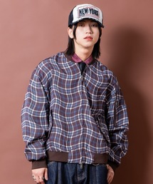 a.p.o.v.（エーピーオービー）の「a.p.o.v. ウェーブチェック柄ポリオーバーサイズブルゾンジャケット（ブルゾン）」