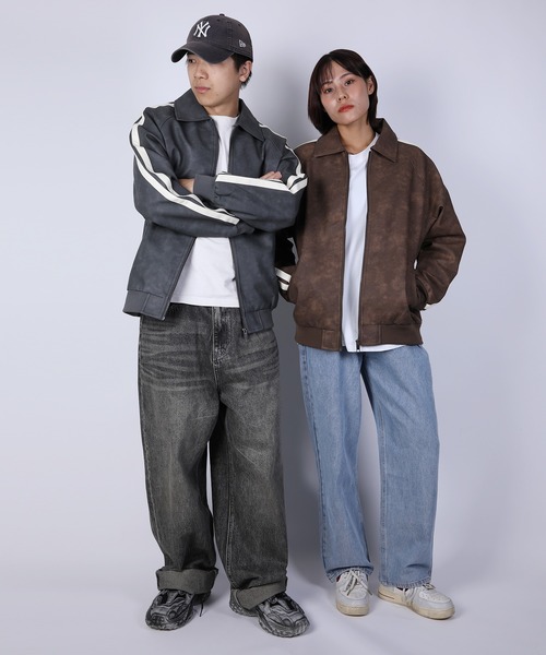 aimoha(アイモハ)の「ラインスリーブ フェイクレザージャケット/Lined sleeve faux leather jacket(その他アウター・メンズ・ダークグレー/ブラウン・LARGE/MEDIUM/X-LARGE)」の8枚目の写真