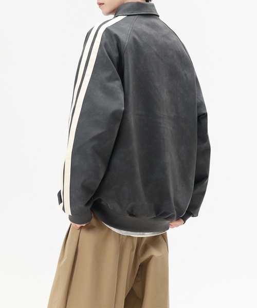 aimoha(アイモハ)の「ラインスリーブ フェイクレザージャケット/Lined sleeve faux leather jacket(その他アウター・メンズ・ダークグレー/ブラウン・LARGE/MEDIUM/X-LARGE)」の10枚目の写真