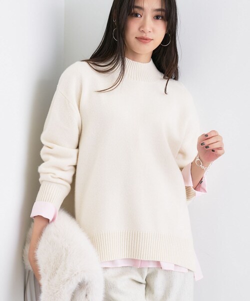 INDIVI(インディヴィ)の「【冬ニット人気NO.1!/カシミヤ混】ミドルゲージハイネックニット(ニット/セーター・レディース・オフホワイト/サックスブルー/ブラック系2/ネイビー/グレー系その他4/レッド系1/ブラウン系その他5・13/05/38/34/15 /19)」の9枚目の写真