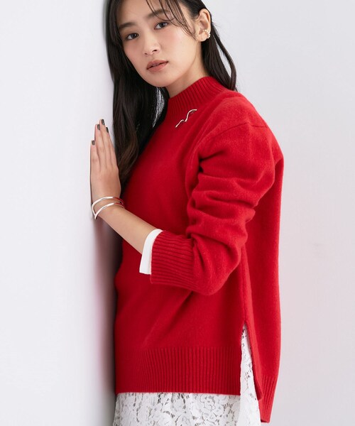 the barnnet 赤いハイネックジッパーニットセーター the barnnet 赤いハイネックジッパーニットセーター - メルカリ