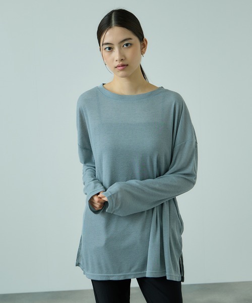 VICKY(ビッキー)の「セミシアーオーバーサイズカットソー≪手洗い可能≫(Tシャツ/カットソー・レディース・ブルー/アイボリー/ブラック・M)」の3枚目の写真