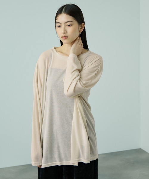 VICKY(ビッキー)の「セミシアーオーバーサイズカットソー≪手洗い可能≫(Tシャツ/カットソー・レディース・ブルー/アイボリー/ブラック・M)」の1枚目の写真