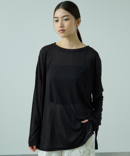 VICKY(ビッキー)の「セミシアーオーバーサイズカットソー≪手洗い可能≫(Tシャツ/カットソー・レディース・ブルー/アイボリー/ブラック・M)」の2枚目の写真