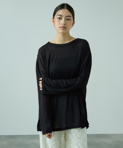 VICKY(ビッキー)の「セミシアーオーバーサイズカットソー≪手洗い可能≫(Tシャツ/カットソー・レディース・ブルー/アイボリー/ブラック・M)」の22枚目の写真