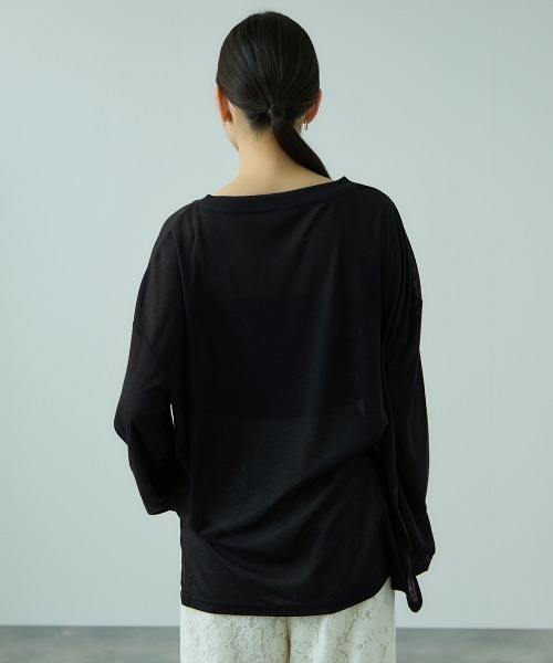 VICKY(ビッキー)の「セミシアーオーバーサイズカットソー≪手洗い可能≫(Tシャツ/カットソー・レディース・ブルー/アイボリー/ブラック・M)」の5枚目の写真