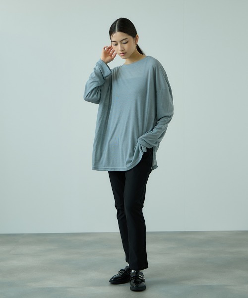 VICKY(ビッキー)の「セミシアーオーバーサイズカットソー≪手洗い可能≫(Tシャツ/カットソー・レディース・ブルー/アイボリー/ブラック・M)」の16枚目の写真