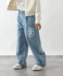 デニムパンツ（ブルー・ネイビー/青色系・花柄・ボタニカル柄