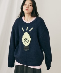 ローゲージオーバーサイズモチーフニット