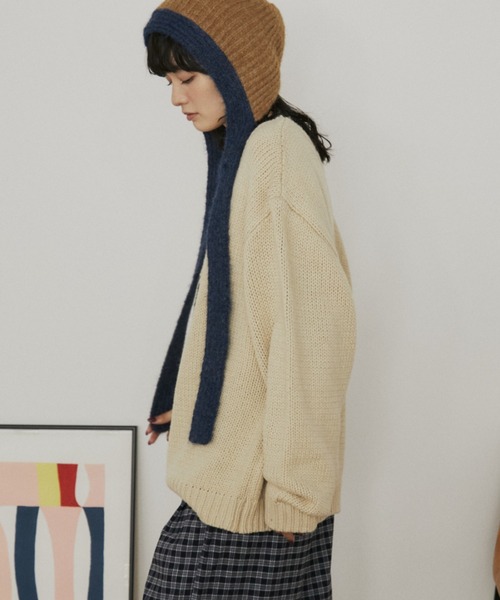 MERLOT（メルロー）の「ローゲージオーバーサイズモチーフニット（ニット/セーター・レディース・ブラウン/ベージュ/ネイビー・FREE）」の9枚目の写真