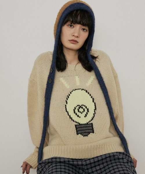 MERLOT（メルロー）の「ローゲージオーバーサイズモチーフニット（ニット/セーター・レディース・ブラウン/ベージュ/ネイビー・FREE）」の7枚目の写真