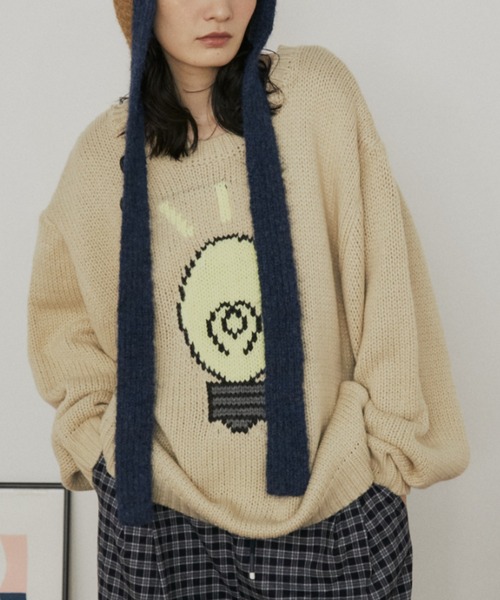 MERLOT（メルロー）の「ローゲージオーバーサイズモチーフニット（ニット/セーター・レディース・ブラウン/ベージュ/ネイビー・FREE）」の8枚目の写真