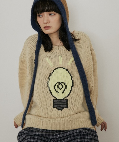 MERLOT（メルロー）の「ローゲージオーバーサイズモチーフニット（ニット/セーター・レディース・ブラウン/ベージュ/ネイビー・FREE）」の11枚目の写真