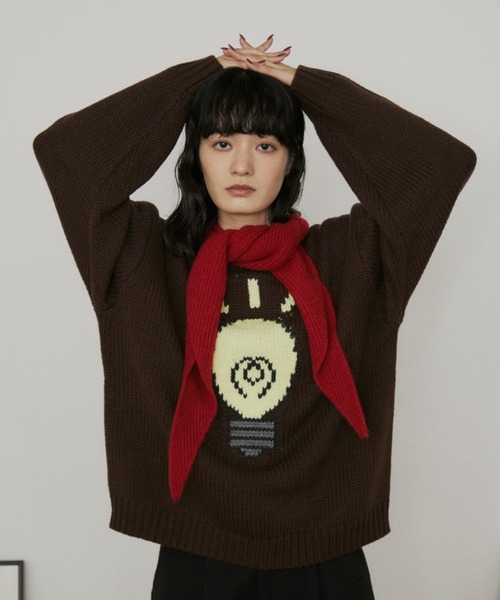 MERLOT（メルロー）の「ローゲージオーバーサイズモチーフニット（ニット/セーター・レディース・ブラウン/ベージュ/ネイビー・FREE）」の20枚目の写真