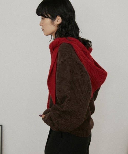 MERLOT（メルロー）の「ローゲージオーバーサイズモチーフニット（ニット/セーター・レディース・ブラウン/ベージュ/ネイビー・FREE）」の21枚目の写真