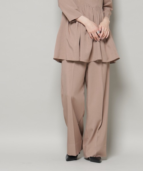 troisiemeCHACO(トロワズィエムチャコ)の「troisieme chaco/TWILL パンツ(セットアップ可)(スラックス・レディース・ブラック/ベージュ・38)」の3枚目の写真