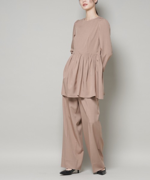 troisiemeCHACO(トロワズィエムチャコ)の「troisieme chaco/TWILL パンツ(セットアップ可)(スラックス・レディース・ブラック/ベージュ・38)」の4枚目の写真