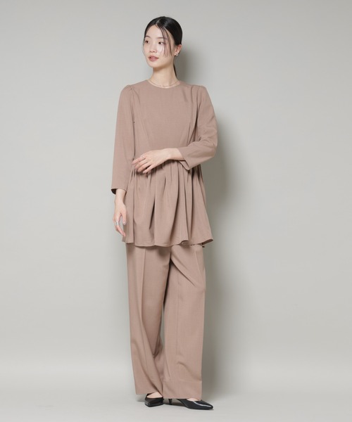 troisiemeCHACO(トロワズィエムチャコ)の「troisieme chaco/TWILL パンツ(セットアップ可)(スラックス・レディース・ブラック/ベージュ・38)」の6枚目の写真