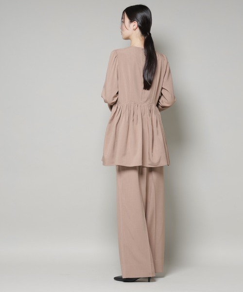 troisiemeCHACO(トロワズィエムチャコ)の「troisieme chaco/TWILL パンツ(セットアップ可)(スラックス・レディース・ブラック/ベージュ・38)」の8枚目の写真