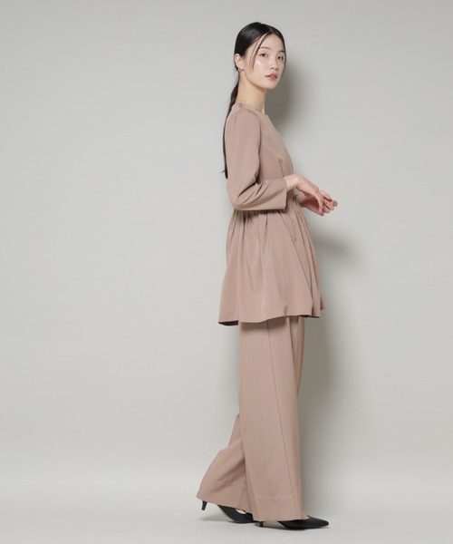 troisiemeCHACO(トロワズィエムチャコ)の「troisieme chaco/TWILL パンツ(セットアップ可)(スラックス・レディース・ブラック/ベージュ・38)」の9枚目の写真
