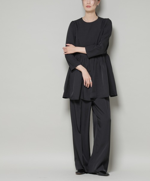 troisiemeCHACO(トロワズィエムチャコ)の「troisieme chaco/TWILL パンツ(セットアップ可)(スラックス・レディース・ブラック/ベージュ・38)」の11枚目の写真