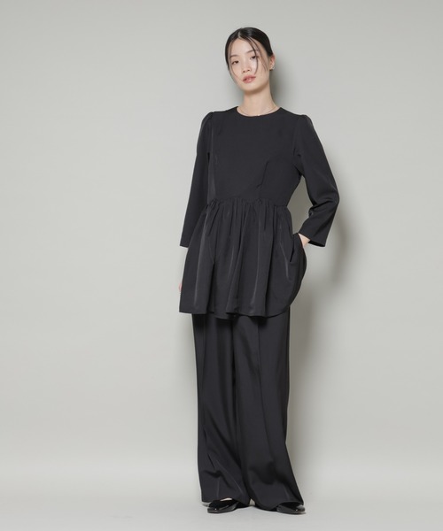 troisiemeCHACO(トロワズィエムチャコ)の「troisieme chaco/TWILL パンツ(セットアップ可)(スラックス・レディース・ブラック/ベージュ・38)」の16枚目の写真