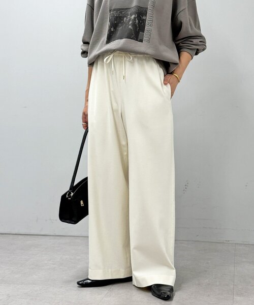 RIVE DROITE（リヴドロワ）の「【真冬まで暖か】両面起毛イージーストレートパンツ（その他パンツ・レディース・グレー/オフホワイト/モカ・38/36）」の2枚目の写真