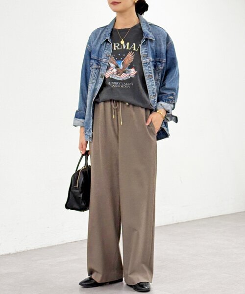 RIVE DROITE（リヴドロワ）の「【真冬まで暖か】両面起毛イージーストレートパンツ（その他パンツ・レディース・グレー/オフホワイト/モカ・38/36）」の12枚目の写真