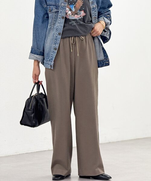 RIVE DROITE（リヴドロワ）の「【真冬まで暖か】両面起毛イージーストレートパンツ（その他パンツ・レディース・グレー/オフホワイト/モカ・38/36）」の8枚目の写真