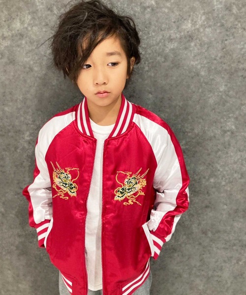 SHISKY(シスキー)の「スカジャン キッズ(スタジャン・キッズ・ブラック/ブラック系その他2/カーキ/ブラック系その他/ブラック系その他3/ブルー/ベージュ/ブルー系その他/レッド/レッド系その他・140/150/160/110/120/130)」の11枚目の写真