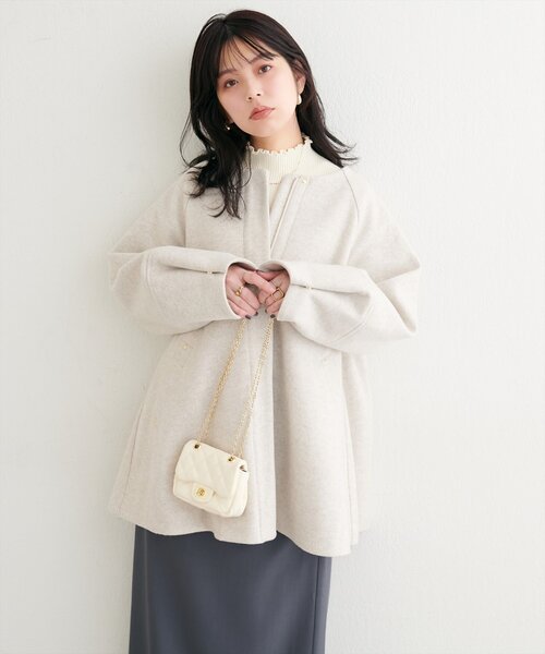 natural couture（ナチュラルクチュール）の「〈osono〉２WAYノーカラーコート（ノーカラーコート・レディース・チャコールグレー/モカ/アイボリー/ブラウン・FREE）」の9枚目の写真