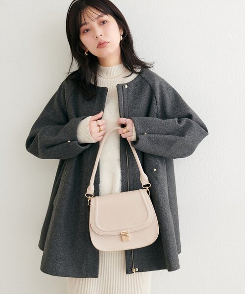 natural couture（ナチュラルクチュール）の「〈osono〉２WAYノーカラーコート（ノーカラーコート・レディース・チャコールグレー/モカ/アイボリー/ブラウン・FREE）」の13枚目の写真