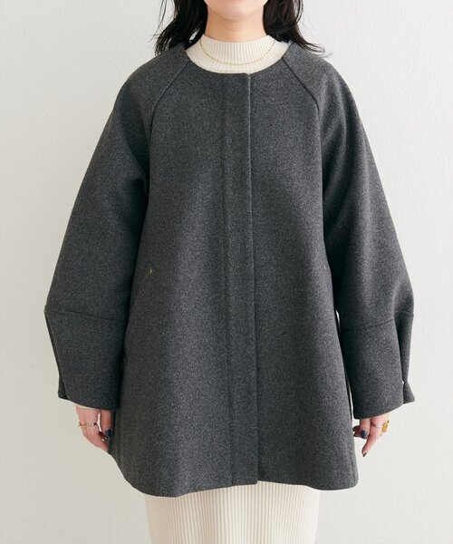 natural couture（ナチュラルクチュール）の「〈osono〉２WAYノーカラーコート（ノーカラーコート・レディース・チャコールグレー/モカ/アイボリー/ブラウン・FREE）」の16枚目の写真