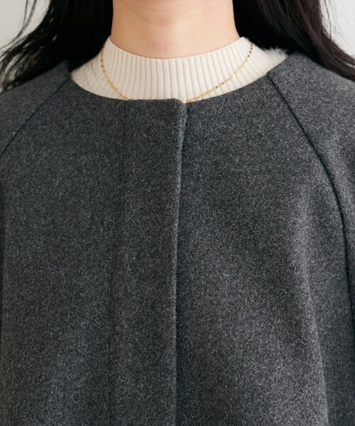natural couture（ナチュラルクチュール）の「〈osono〉２WAYノーカラーコート（ノーカラーコート・レディース・チャコールグレー/モカ/アイボリー/ブラウン・FREE）」の19枚目の写真